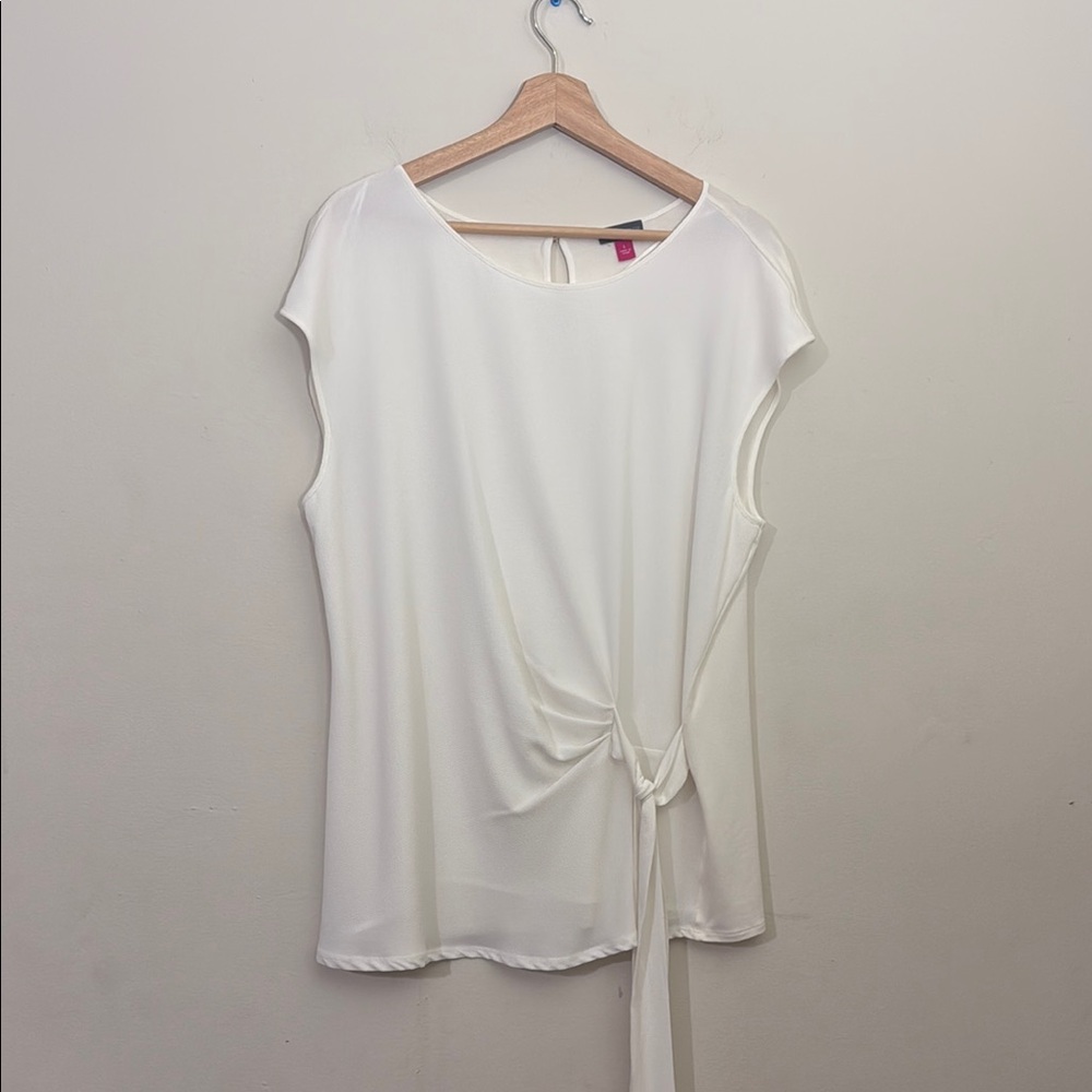 Vince Camuto White Cap Sleeve Tie Front Blouse